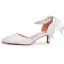 Élégant Blanche Perle Bride Cheville Noeud Chaussure De Mariée 2024 5 cm Talons Aiguilles À Bout Pointu Mariage Talons Hauts