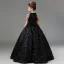 Bling Bling Black Beading Sequins Birthday Flower Girl Dresses 2024 Ball Gown Scoop Neck Sleeveless Backless Floor-Length / Long