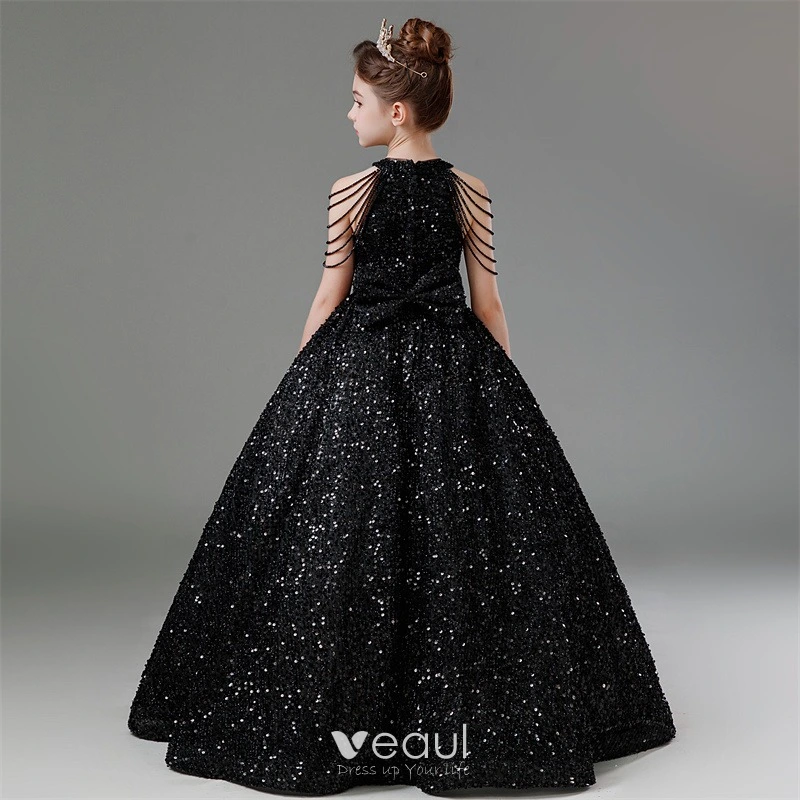 Black sequin flower girl dress on sale