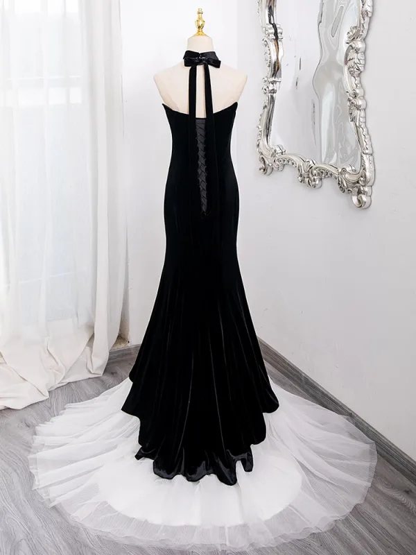 Sexy Black Evening Dresses 2024 Ball Gown Strapless Sleeveless Backless Sweep Train Evening Party Formal Dresses