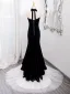 Sexy Black Evening Dresses 2024 Ball Gown Strapless Sleeveless Backless Sweep Train Evening Party Formal Dresses