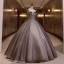 Élégant Noire Perle Paillettes En Dentelle Fleur Robe De Bal 2022 Robe Boule Encolure Dégagée Sans Manches Longue Robe De Ceremonie
