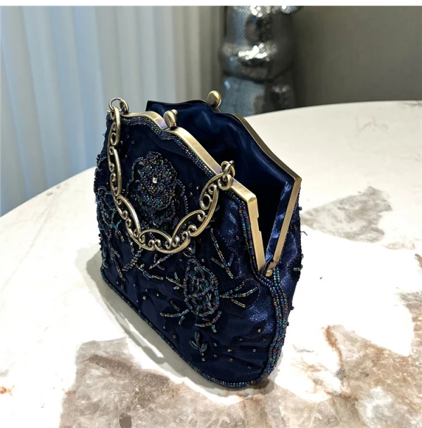 Vintage / Retro Navy Blue Beading Prom Clutch Bags 2024