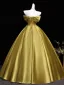 Vintage Gold Ballkleider 2026 Ballkleid Bandeau Ärmellos Rückenfreies Lange Festliche Kleider