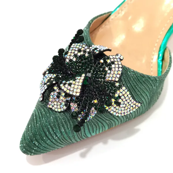Charming Rainbow Multi-Colors Rhinestone Flower Evening Party Womens Sandals Clutch Bags 2023 6 cm Stiletto Heels Pointed Toe Sandals High Heels Clutch Bags