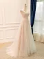 High-end Champagne Sequins Organza Prom Dresses 2026 A-Line / Princess Scoop Neck Sleeveless Backless Sweep Train Prom Formal Dresses