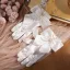 Vintage / Retro Ivory Pearl Satin Bow Bridal Gloves 2026 Wedding