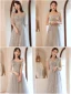 Modest / Simple Grey Lace Flower Bridesmaid Dresses 2023 A-Line / Princess Short Sleeve Backless Floor-Length / Long Bridesmaid Dresses
