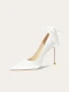 Elegante Weiß Schleife Brautschuhe 2024 Leder 10 cm Stilettos Spitzschuh Hochzeit Pumps