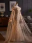 Bling Bling Charming Gold Beading Appliques Sequins Evening Dresses 2025 Trumpet / Mermaid Off-The-Shoulder Sleeveless Backless Floor-Length / Long Formal Dresses