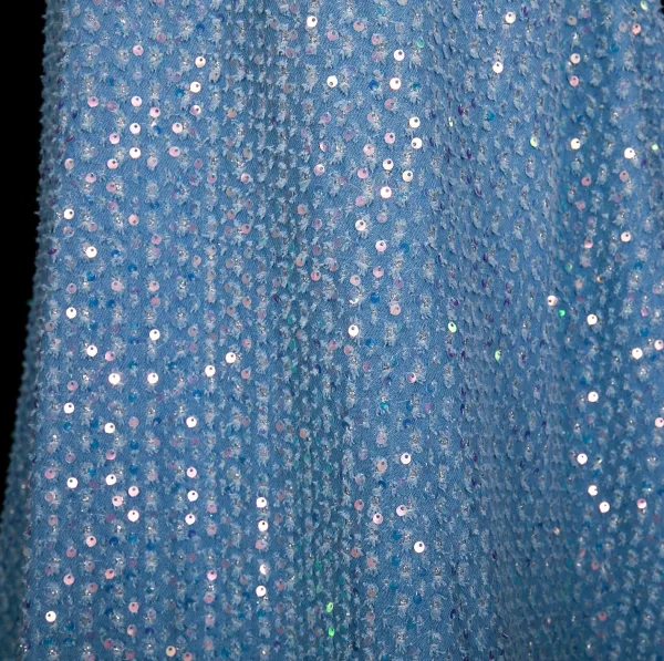 Scintillantes Bleu Ciel Paillettes Soirée Robe De Fete 2025 Princesse Noeud Bustier Sans Manches Dos Nu Longue Robe De Ceremonie