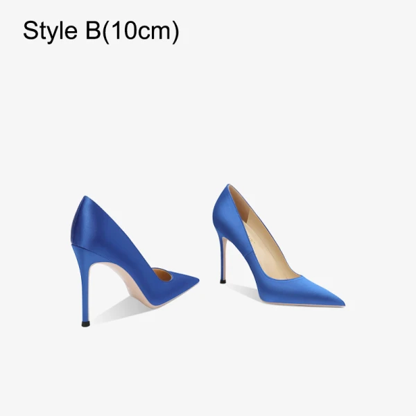 Modest / Simple Royal Blue Satin Prom Pumps 2023 12 cm Stiletto Heels Pointed Toe Pumps High Heels