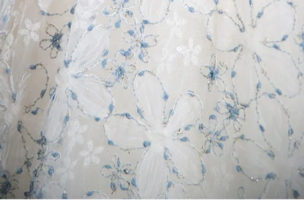 Chic / Beautiful Sky Blue Printing Prom Dresses 2024 Ball Gown Strapless Sleeveless Backless Floor-Length / Long Prom Formal Dresses