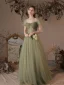 Modest / Simple Clover Green Spotted Prom Dresses 2023 A-Line / Princess Square Neckline Short Sleeve Backless Floor-Length / Long Prom Formal Dresses