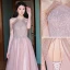 Chic / Belle Rougissant Rose Robe De Bal 2022 Princesse Titulaire Perlage Gland Paillettes En Dentelle Fleur Sans Manches Dos Nu Longue Robe De Ceremonie
