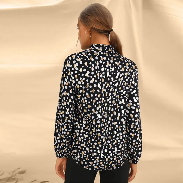 Elegant Green Printing Floral Chiffon Women Blouses 2021 Loose High Neck Work Street Wear Fall Spring Long Sleeve Tops