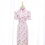Charming Lace Flower White Cheongsam 2022 Trumpet / Mermaid High Neck Short Sleeve Backless Split Front Floor-Length / Long Evening Party Cheongsam / Qipao