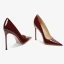 Sexy Burgunderrot Abend Lackleder Pumps 2023 Leder 12 cm Stilettos Spitzschuh Pumps Hochhackige