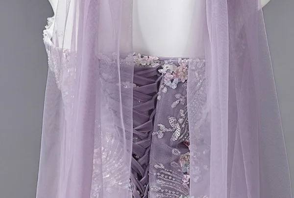 Flower Fairy Lavender Appliques Sequins Prom Dresses 2026 Ball Gown Strapless Sleeveless Backless Floor-Length / Long Formal Dresses
