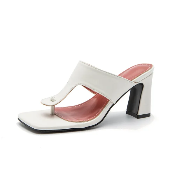 Modest / Simple White Street Wear Womens Sandals 2022 7 cm Stiletto Heels Open / Peep Toe Sandals High Heels