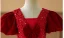 Bling Bling Burgundy Sequins Birthday Flower Girl Dresses 2024 Ball Gown Square Neckline Puffy Short Sleeve Backless Floor-Length / Long