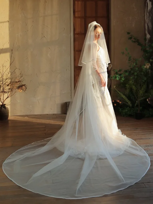 Simple Blanche Tulle Voile De Mariée 2025 3 m
