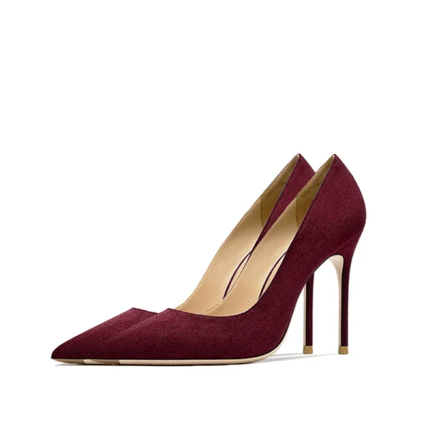 Chic / Beautiful Black Leather Suede Evening Party Pumps 2024 10 cm Stiletto Heels Pointed Toe Pumps High Heels