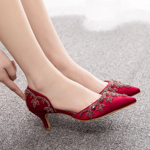 Chic / Beautiful Black Rhinestone Prom Womens Sandals 2023 5 cm Stiletto Heels Pointed Toe Sandals High Heels
