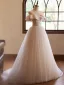 Modest / Simple Champagne Prom Dresses 2024 Ball Gown Spaghetti Straps Sleeveless Backless Floor-Length / Long Prom Formal Dresses