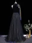 Fashion Black Bow Prom Dresses 2026 A-Line / Princess High Neck Sleeveless Sweep Train Prom Formal Dresses