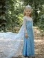 Sparkly Sky Blue Sequins Rhinestone Birthday Flower Girl Dresses With Cloak 2023 Trumpet / Mermaid Scoop Neck Long Sleeve Backless Floor-Length / Long Flower Girl Dresses