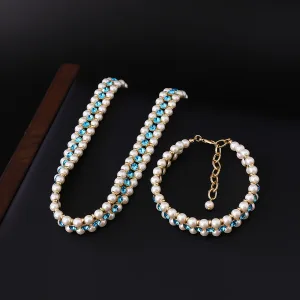 Moda Białe Wykonany Ręcznie Rhinestone Perła Bal Bransoletki Naszyjniki Akcesoria 2025