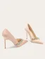 Elegante Champagne Rhinestone Satijn Bruidsschoenen 2024 10 cm Naaldhakken / Stiletto Spitse Neus Huwelijk Pumps Hoge Hakken