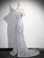 Bling Bling Gris Perlage Paillettes Robe De Bal 2024 Trompette / Sirène De l'épaule Gland Sans Manches Dos Nu Promo Train De Balayage Robe De Ceremonie