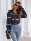 Casual Printing Svart Topper Dame Bluser 2021 Løs Revers Langermede Bluser