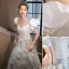 Élégant Blanche Glitter Robe De Bal 2023 Princesse Encolure Dégagée Noeud Manches Courtes Dos Nu Longue Promo Robe De Ceremonie