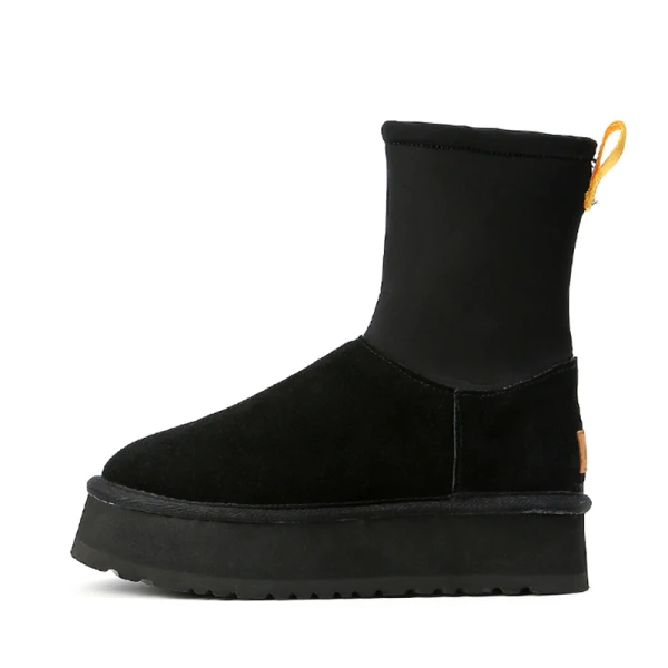 Comfortable Brown Winter Street Wear Snow Boots 2024 Womens Boots Leather Round Toe Womens Boots