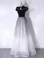 Chinese style Black Pearl Floor-Length / Long Formal Dresses 2024 A-Line / Princess High Neck Cap Sleeves Prom Prom Dresses