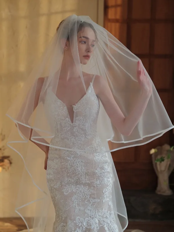 Simple Blanche Tulle Voile De Mariée 2025 3 m