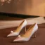 Elegant Champagne Pearl Leather Wedding Shoes 2026 8 cm Stiletto Heels Pointed Toe Wedding Pumps High Heels