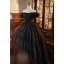 Charmant Noire Paillettes Robe De Bal 2023 Robe Boule De l'épaule Volants Manches Courtes Dos Nu Tribunal Train Promo Robe De Ceremonie