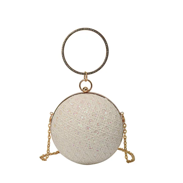 Mote Sukkertøyrosa Rhinestone Paljetter Runde Aften Clutch Veske 2023 Legering