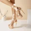 Inhabituel Champagne Cuir Verni Soirée Sandales Femme 2023 Bride Cheville 17 cm Talons Aiguilles Peep Toes / Bout Ouvert Sandales Talons Hauts