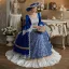 Vintage / Retro Medieval Royal Blue Beading Sequins Lace Flower Prom Dresses 2024 Ball Gown Square Neckline Bell sleeves Floor-Length / Long Prom Formal Dresses