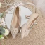 Charmant Champagne Perle Faux Diamant Chaussure De Mariée 2023 5 cm Talons Aiguilles À Bout Pointu Mariage Escarpins Talons Hauts