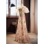 Chic / Beautiful Beading Pearl Multi-Colors Sequins Lace Flower Prom Dresses 2023 A-Line / Princess Off-The-Shoulder Short Sleeve Backless Floor-Length / Long Prom Formal Dresses