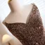 Sexy Scintillantes Doré Paillettes Robe De Soirée 2023 Trompette / Sirène Bretelles Spaghetti Sans Manches Dos Nu Noeud Train De Balayage Soirée Robe De Ceremonie