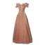 Elegant Nude Prom Dresses 2022 A-Line / Princess Ruffle Off-The-Shoulder Short Sleeve Backless Beading Sequins Floor-Length / Long Prom Formal Dresses