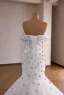 High End Weiß Handgefertigt Perle Strass Brautkleider / Hochzeitskleider 2026 Ballkleid Off Shoulder Kurze Ärmel Rückenfreies Kapelle-Schleppe