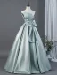 Elegant Lime Grøn Sløjfe Satin Gallakjoler 2026 Balkjole Off-The-Shoulder Kort Ærme Halterneck